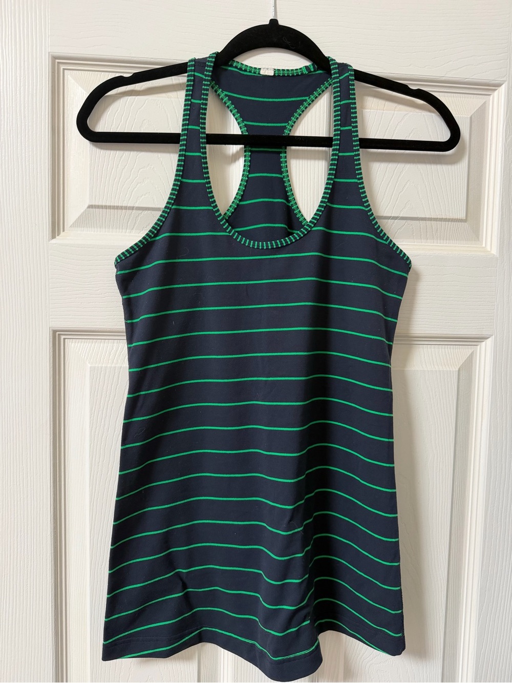 Lululemon Striped Racerback Tank Top - Navy with Green Piping